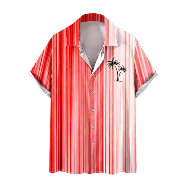 Mens Manga Corta Botón Abajo Camisas Botones Casuales Imprimir Blusa Turndown, 95% Poliéster 5% Camisa de Spandex para la Fiesta, Negocios Y Diario