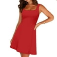 thumbnail image 4 of WQQZJJ Women's Fashion Dress, Solid Color Square Neck Straps Sleeveless Sundress, Summer Casual Sexy Slim A-Line Mini Dresses, 4 of 8