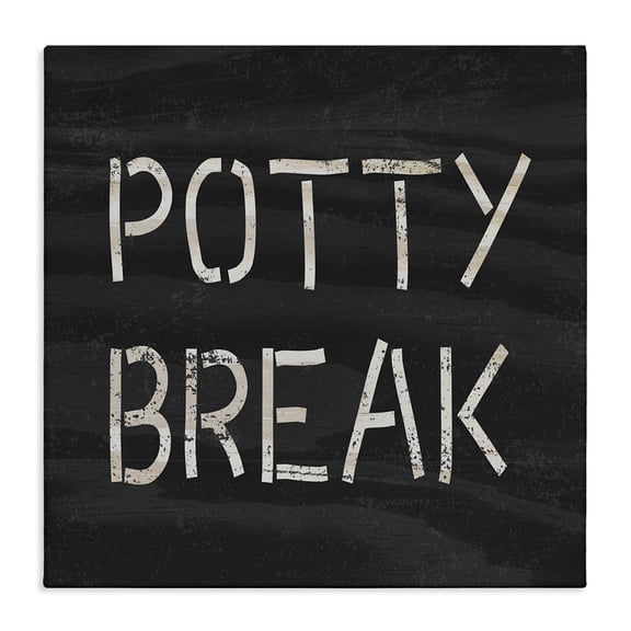 Stupell Industries Eclectic Black Stenciled Wood Grain Look Potty Break Typography Canvas Art, 17 x 17, by Lil' Rue