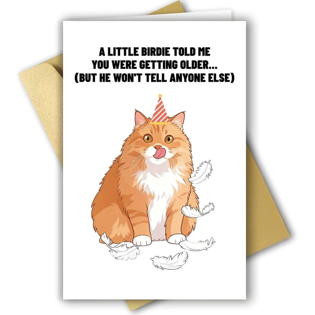 Tarjeta de cumpleaños RPJIEKINXU con forma de gato divertido para papá, mamá, abuelo y abuela