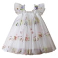 thumbnail image 5 of Fesfesfes Girls Ruffled Mesh Lace Sleeveless Party Dress Summer Embroidery Bow Dresses,Round Neck Fashion Outfit for Special Events(White,1 Years), 5 of 9