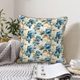 thumbnail image 6 of Xecao Vintage Blue Flowers Print Soft Velvet Decorative Throw Pillow Covers, Square Cushion Cases for Bed, Sofa, Living Room, Car, and Indoor Outdoor Use-18"x18", 6 of 8