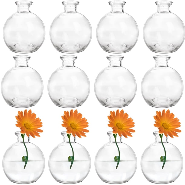 Set de 12 jarrones pequeños de cristal con forma de bola SOUJOY para decoración del hogar