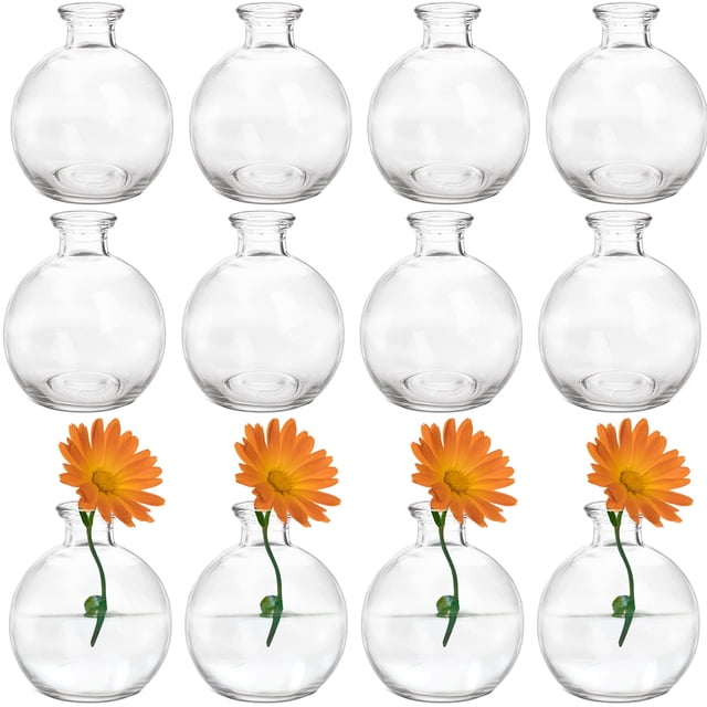 Set de 12 jarrones pequeños de cristal con forma de bola SOUJOY para decoración del hogar