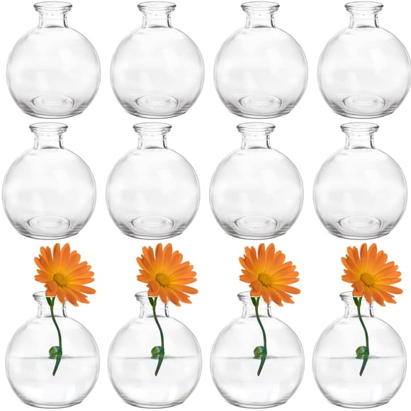 Set de 12 jarrones pequeños de cristal con forma de bola SOUJOY para decoración del hogar