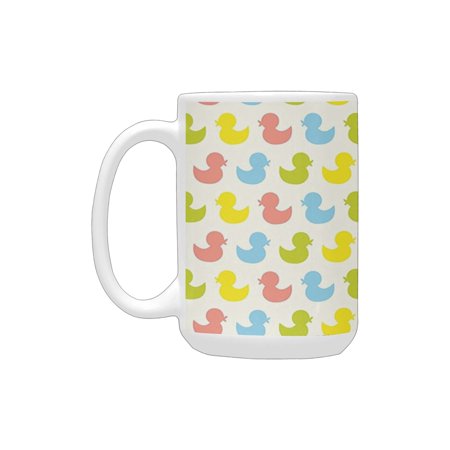 

Rubber Duck Colorful Ducklings Baby Animals Theme Pastel Girls Boys Newborn Pattern Pink Blue Green Ceramic Mug (15 OZ) (Made In USA)