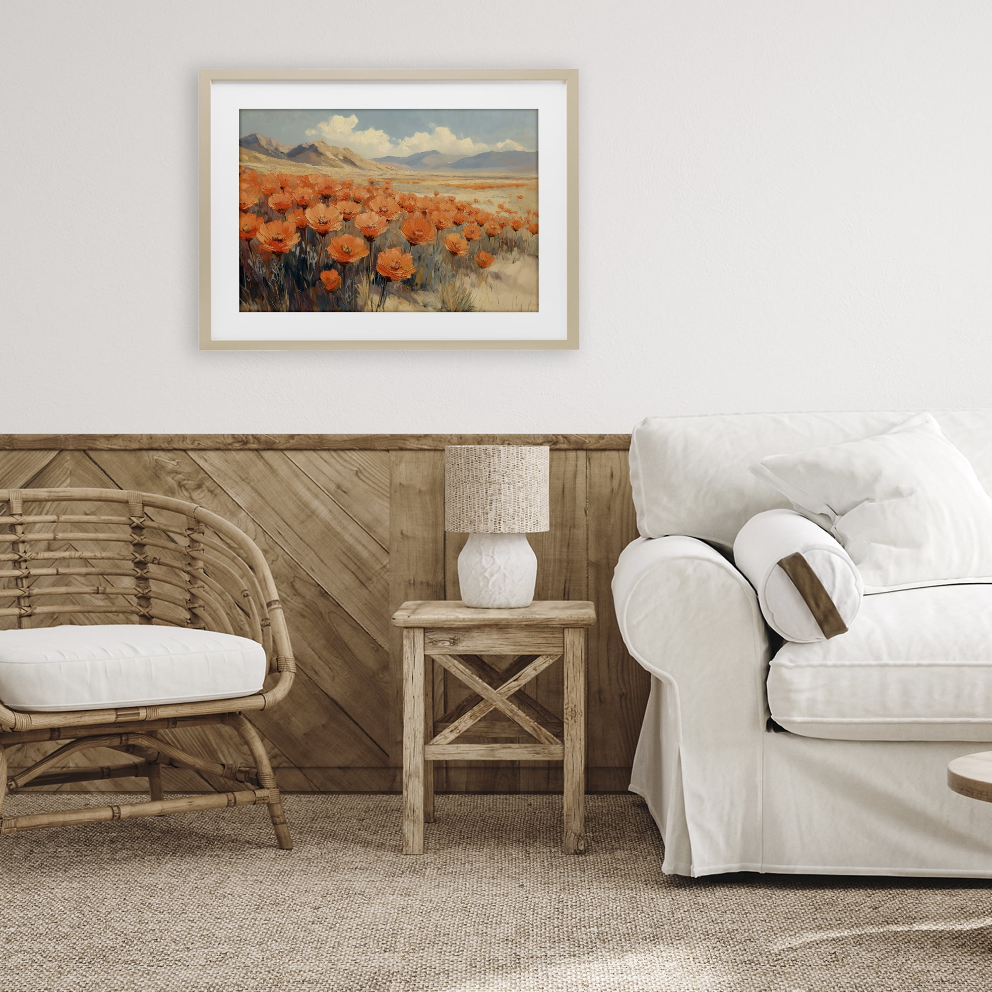 Stupell Industries Desert Poppies in Valley Birch Framed Print Under Glass, design by Gina Kelly