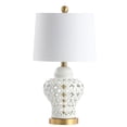 thumbnail image 3 of JONATHAN Y Quatrefoil Fretwork 20.5" Pierced Ginger Jar Ceramic/Metal LED Table Lamp, White, JYL6210A, 3 of 9
