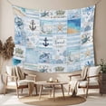 thumbnail image 2 of Blue Coastal Tapestry for Bedroom Wall Hanging Tapestry, Turtle Nautical Anchor Octopus Starfish Coral Ceiling Backdrop Tapestries Poster Blanket Wall Decor for Teens Room Living Room Dorm 39" x 59", 2 of 8