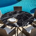 thumbnail image 6 of Black Marble Round Tablecloth, Fitted Table Cover with Elastic for 55"-60" Round Tables, Vintage Minimalism White Abstract Texture Table Cloth Outdoor Indoor Dinning Party Waterproof Tablecloths, 6 of 7