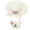 thumbnail image 1 of Sombrero de paja para mujer con circunferencia de 56-58 cm, protector solar de verano, sombrero de paja de ala grande, sombrero para el sol, sombrero de paja con flores y conjunto de bolso, 1 of 5