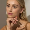 thumbnail image 3 of APSVO 2 Pairs 18K White Gold Plated Hoop Earrings for Women S925 Sterling Silver Post Hypoallergenic Earrings Set Birthday Graduation Jewelry Gifts Mom Girlfriend Adult Wife Ideas 40/50MM, 3 of 8