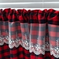 thumbnail image 5 of ZHH Christmas Decoration Kitchen Curtain Rod Pocket Christmas Plaid Pattern Lace Trim Printed Short Top Valance,74*90cm, 5 of 5