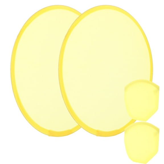WHAMVOX 2 Pcs Folding Fan Round Foldable Hand Fans Ring Travel Yellow