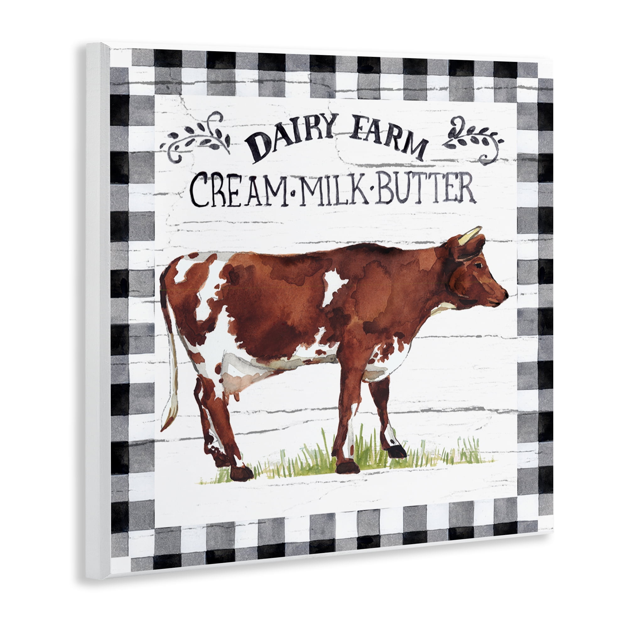 Stupell Industries Rustic Spring Cow Animals Painting Unframed Art Print Wall Art, 12 x 12