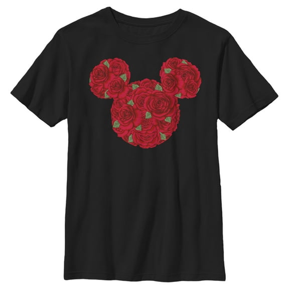 Boy's Mickey & Friends Mickey Mouse Rose Silhouette Graphic Tee Black Medium