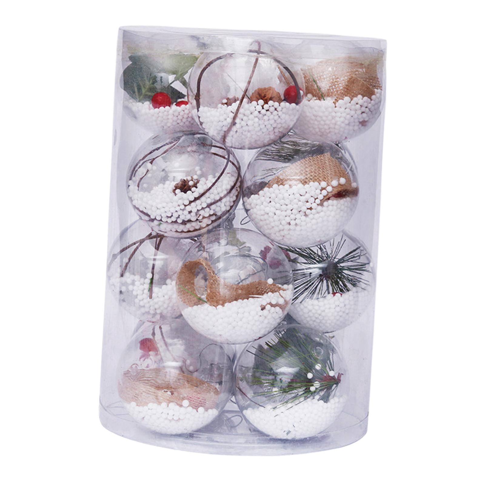 HILABEE 16Pcs Christmas Ball Balls with Hanging Loop Transparent DIY Tree Crafts Christmas Tree Ornaments for Festive Party Festivals