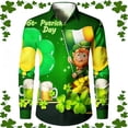 thumbnail image 2 of Mens Long Sleeve Tee Shirts Saint Patrick's Day Clover Print Irish Celebration Button Top, 2 of 4