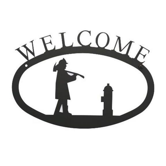 Village Wrought Iron WEL-15-S Small Welcome Sign-Plaque - Fireman