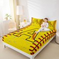 thumbnail image 4 of Manfei Letter A Monogrammed Twin Sheet Sets,Baseball Game Twin Fitted Sheet,Yellow Red Flat Sheet For Boy,Microfiber Room Decorative,3 Pieces, 4 of 7