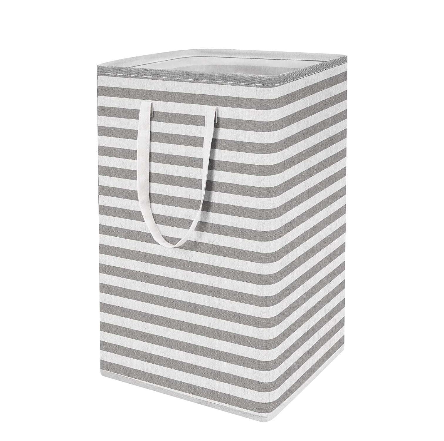 Howarmer 75 L Large Collapsible Tall Laundry Clothes Hamper with Long Reinforced Handles, Gray Striped Pattern Waterproof Laundry Basket Organizer for Clothes, Toys