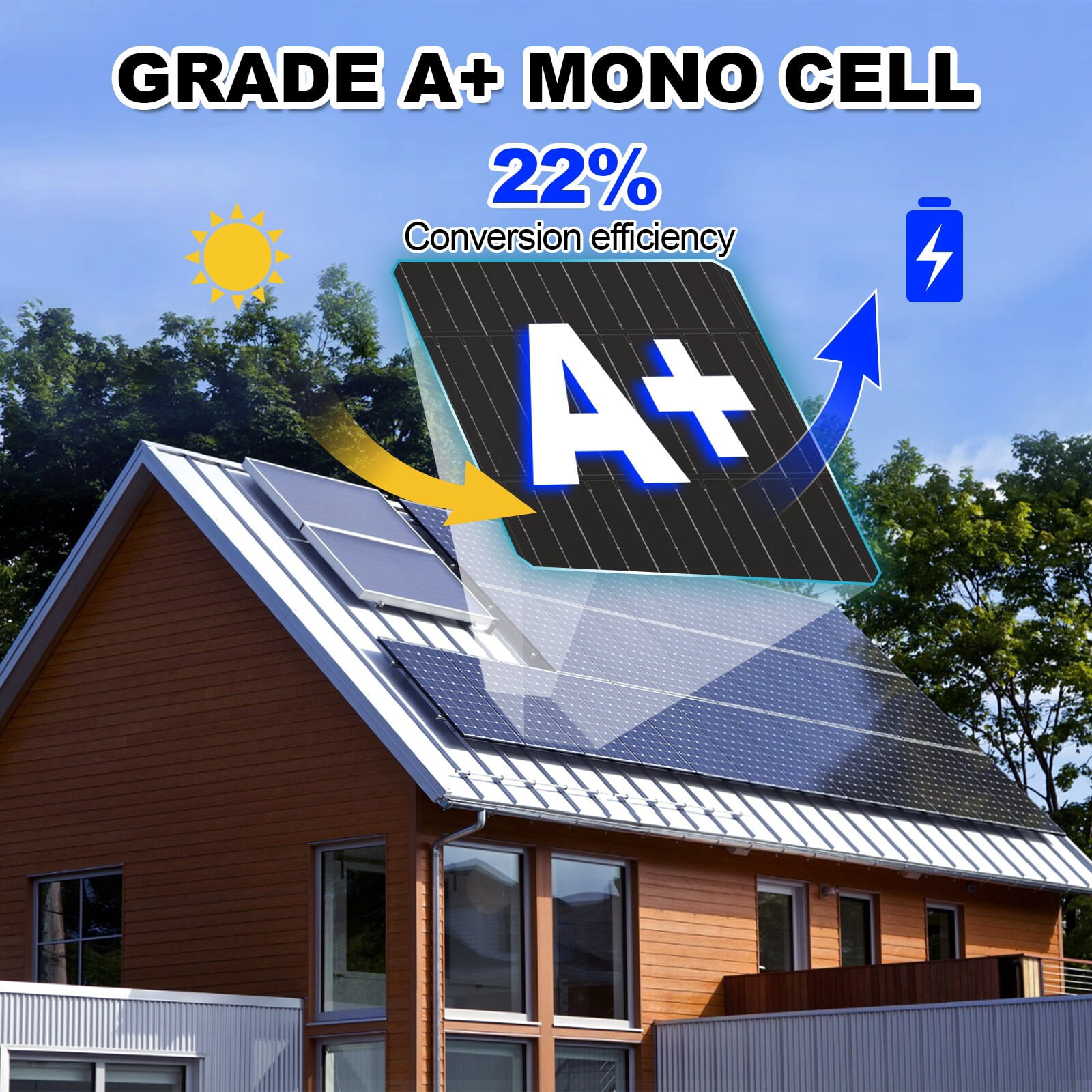 WERCHTAY 12V 170W  Watt Mono Solar Panel Black Battery Charging Home RV Off-Grid Boat