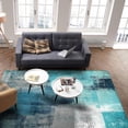 thumbnail image 3 of Abstract Turquoise Gray Living Room Rug, Oil Painting Teal Graffiti Area Rugs, Washable Foldable Non Slip Backing Dirty Resistant Carpet For Bedroom Bathroom Entryway Pet Office 4x5ft, 3 of 6