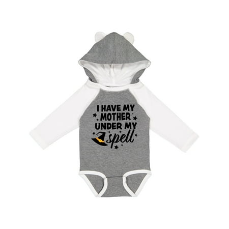 

Inktastic I Have My Mother Under My Spell with Cute Witch Hat Gift Baby Boy or Baby Girl Long Sleeve Bodysuit