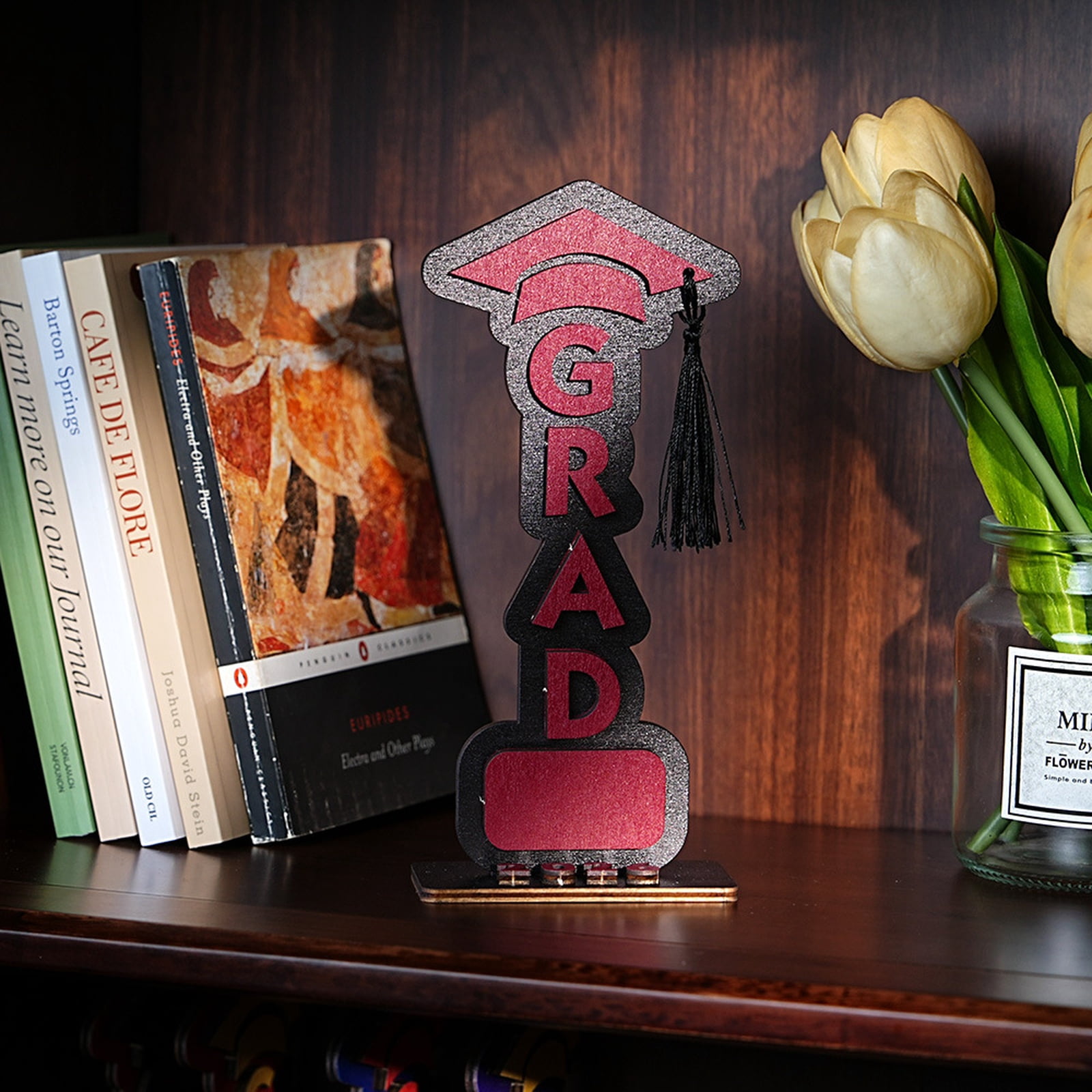 Graduation Decorations 2026 Wooden Grad Tabletop Sign 8.8in Graduation Party Decor, 3D Grad Display with Cap Graduation Season Table Centerpiece Keepsake