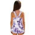 thumbnail image 2 of Xoenoiee Purple Butterfly Tie Dye Print Girls One Piece Swimdress Tummy Control Swimsuit Sleeveless Swim Dress Modest Ruched Skirt Bathing Suit, Size 5-6 Years, 2 of 7
