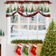 thumbnail image 3 of Christmas Tie Up Valances Curtain, Sled Cottage Snowflake Trees Plants Linen Red Adjustable Rod Pocket Short Window Treatment Tie Up Curtains Valances for Kitchen Living Room Bathroom 54x18 In, 3 of 9