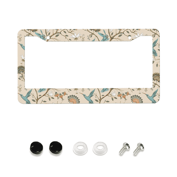 1 Piece, Bird Song And Floral License Plate Holder, Bird Car License Plate, Automotive Parts, Universal 2-Hole License Plate Frame With Screws, 12x6 Inches