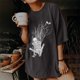thumbnail image 2 of Camiseta de manga corta suelta con estampado de manga caída de Halloween para hombres y mujeres Pompotops hfajkhk140192, 2 of 9