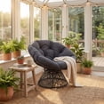 thumbnail image 2 of ELLEGNT Rattan Wicker Lounge Chair - Swivel Papasan with Extra‑Thick Cushion, Metal Frame for Yard or Balcony, Gray, 2 of 10