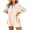 Beige, variant on Diufon Cotton Linen Short Jumpsuit for Women Vneck Half Sleeve Rompers Pockets Solid Color Button Overalls