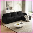 thumbnail image 5 of Modern Corduroy 3-Seater L-Shaped Couch with Movable Footrest - Oversized Deep Seat for Living Room, 5 of 13