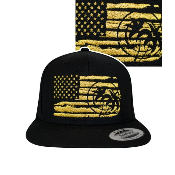 "Strong Faded" Black & Gold Adult Snapback Flag Hat For Men And Women