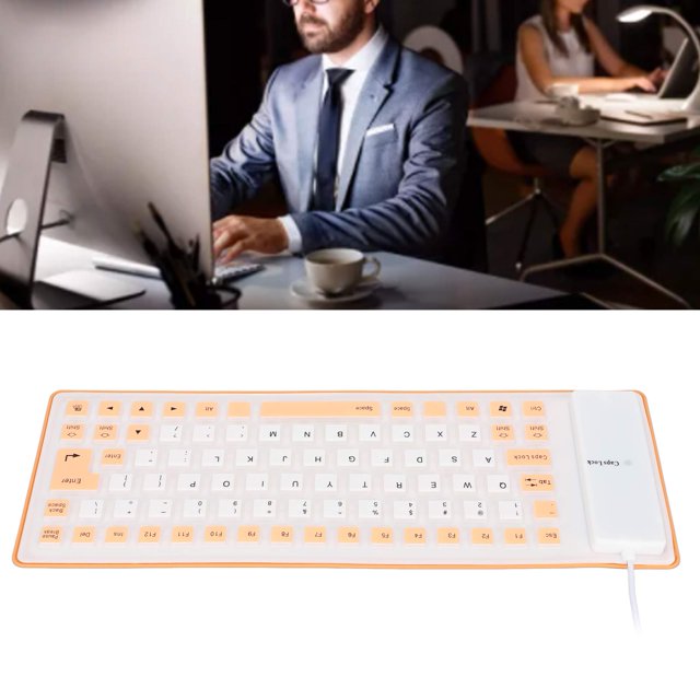 Silicone Keyboard Fully Sealed Design Lightweight Portable Oll Up Keyboard Rubber Keyboard Silent Soft Comfortable USB Wired Silicone Keyboard for PC