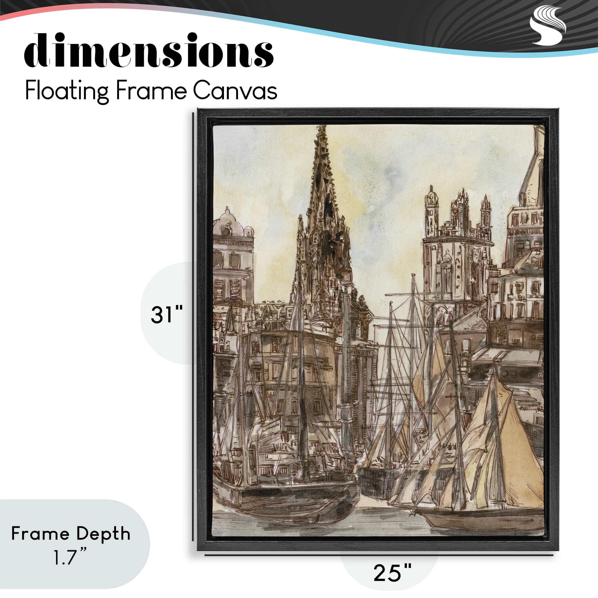Stupell Industries Salted Remnants Harbor Black Framed Floater Canvas Wall Art, design by Melissa Wang