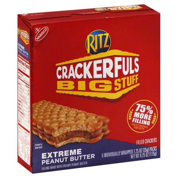 Nabisco Ritz Crackerfuls Big Stuff Extreme Peanut Butter Filled Crackers, 1.25 Oz., 5 Count