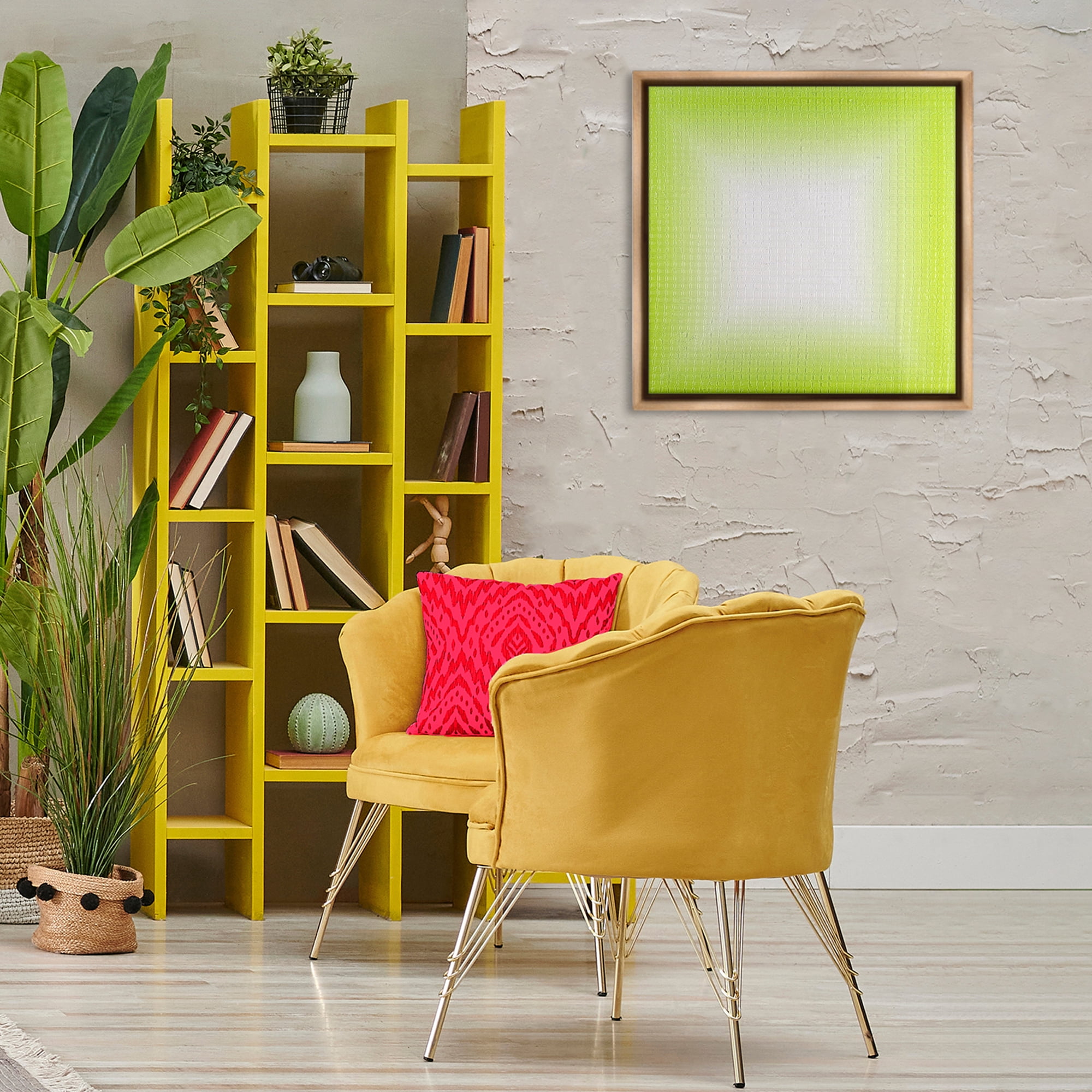 Stupell Industries Green Ombre Fade Abstract Painting Brown Floater Framed Canvas Art Print Wall Art, 25 x 25