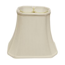 Maykoosh Earthy Elegance Cut Corner Rectangle Bell Softback Lampshade with Washer Fitter, White Natural Fabric Lampshade for Table Lamps, 9" Top x 16" Bottom x 12" Height