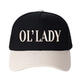 thumbnail image 3 of OL' LADY Letter Embroidered Color Block Trucker Hat Unisex Adjustable Cotton Breathable Fashion Cap for Travel Daily Wear, 3 of 11