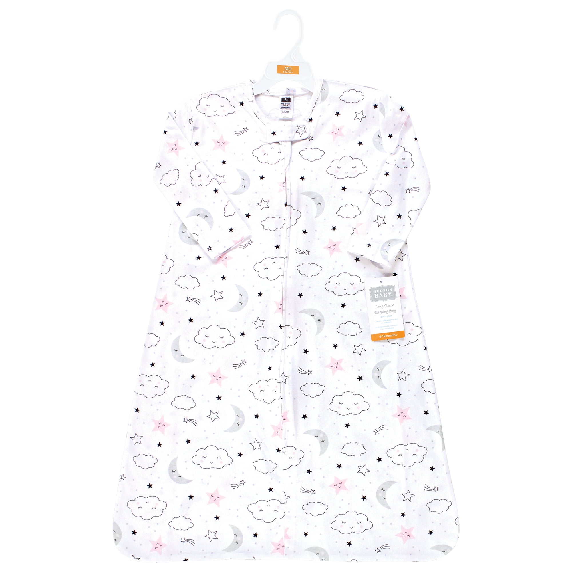 Hudson Baby Infant Girl Long Sleeve Cotton Jersey Sleeping Bag, Dreamer, 0-6 Months