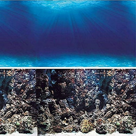 Vepotek Aquarium Background Deep Seabed/Coral Rock Double sides (Deep Seabed/Coral Rock, 60WX24H)