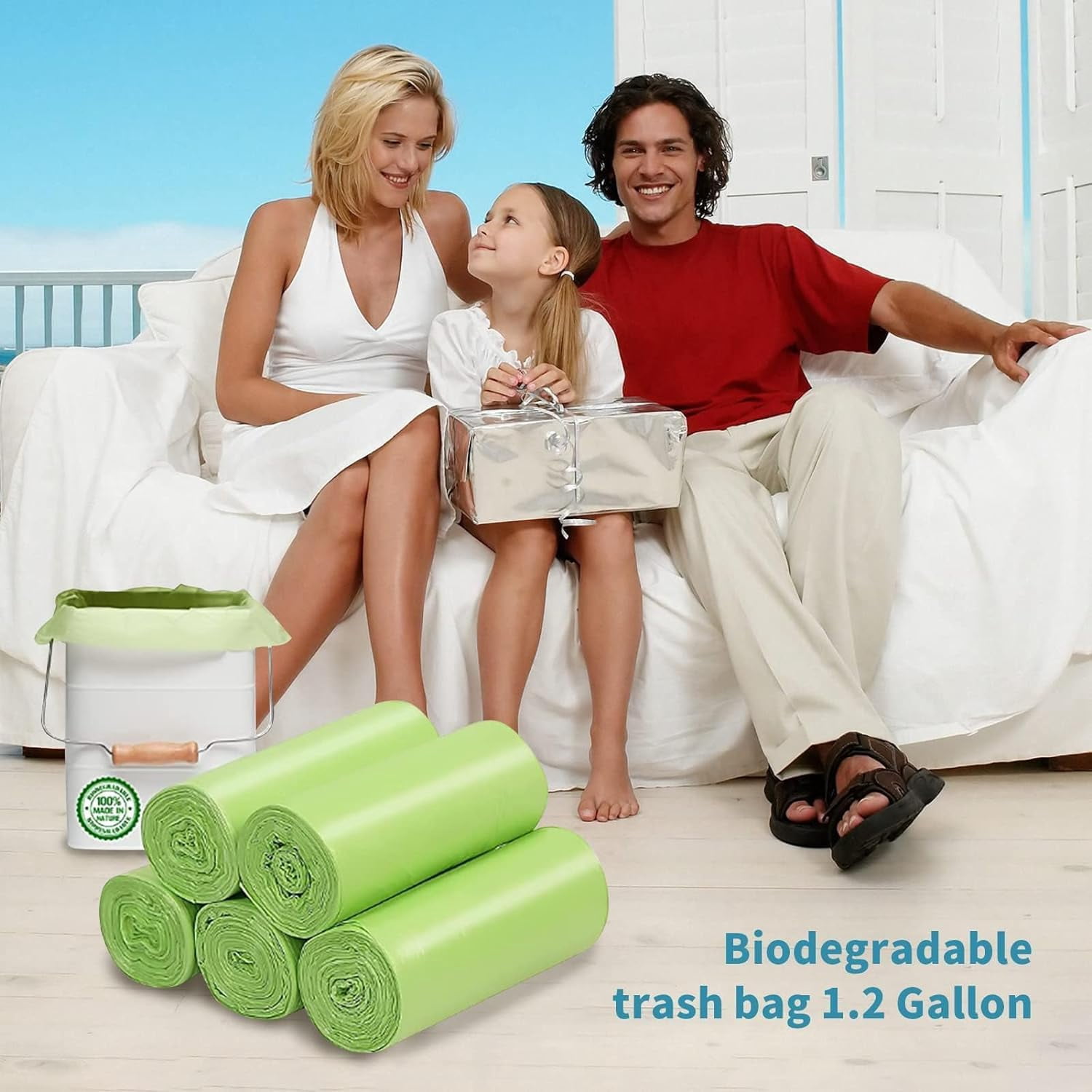 Small Trash Bags 1.2 Gallon - 120 Counts Bathroom Trash Bags Mini 5L Garbage Bags Biodegradable Food Waste Bags Compost Strong Bin Liner Recycle Rubbish Bag for Home Kitchen Office Pet, Green