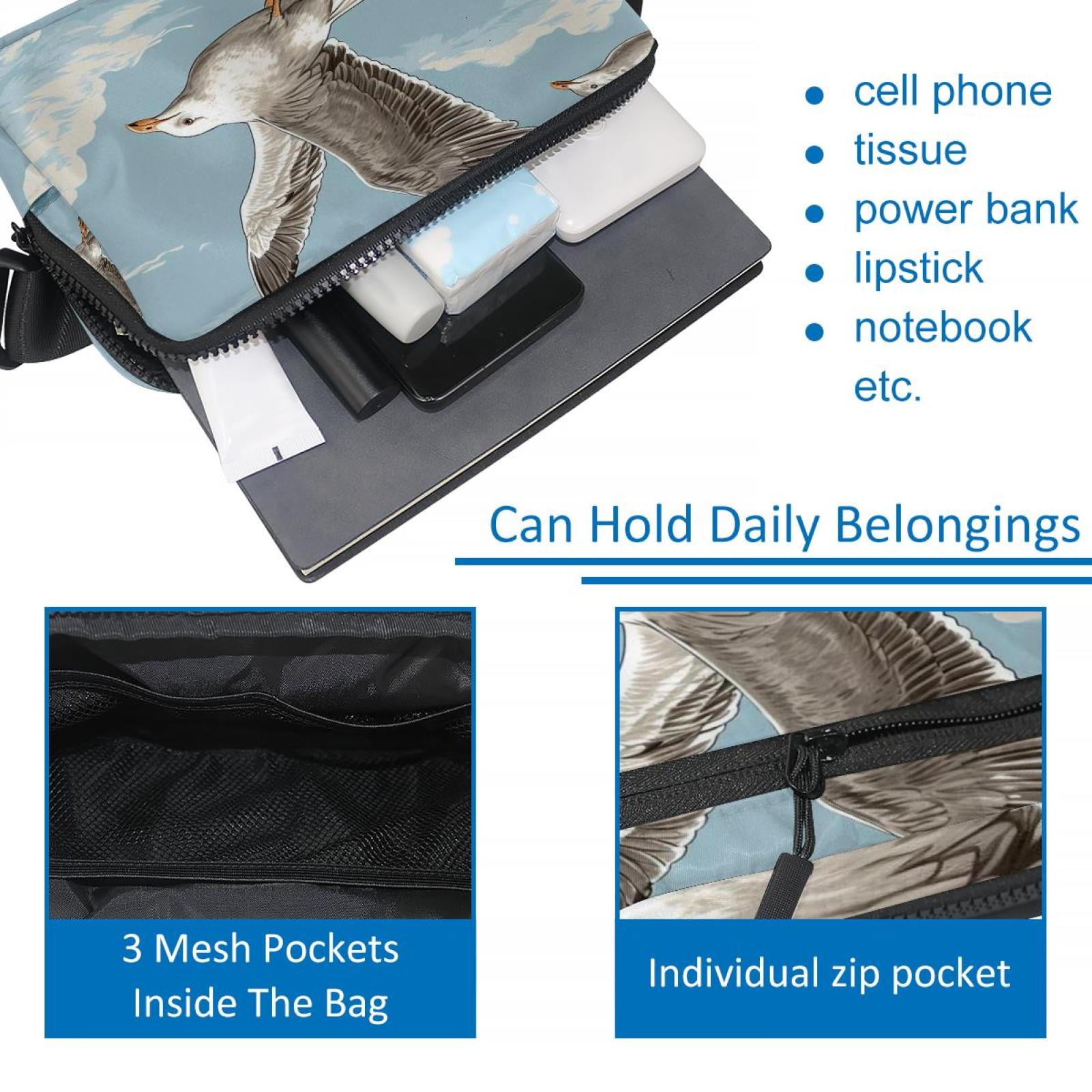 Seagull Lightweight Adjustable Waist Pack Fanny Pack Crossbody Bag with Extension Strap Unisex