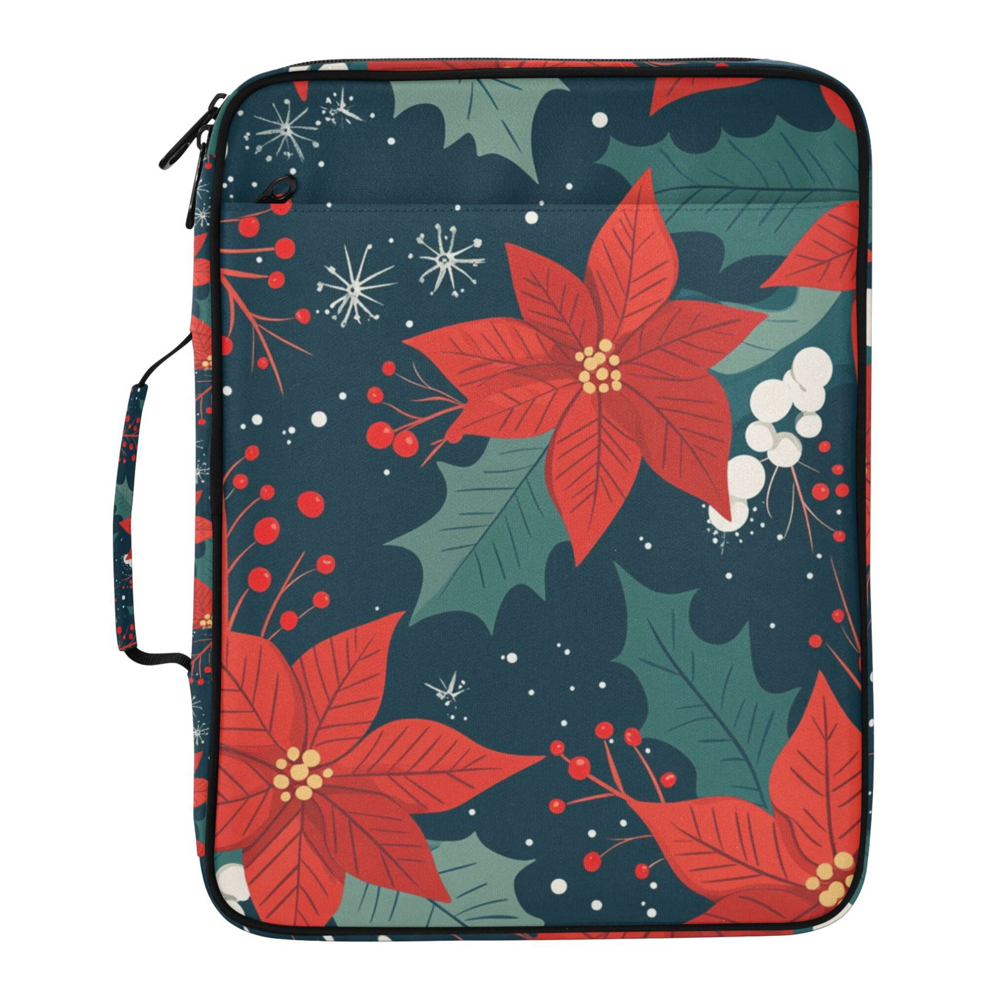 FORMRS Accordion File Folder A4 Size 7-Pocket Expanding Document Organizer Bag with 3 Ring Binder, Christmas Berries