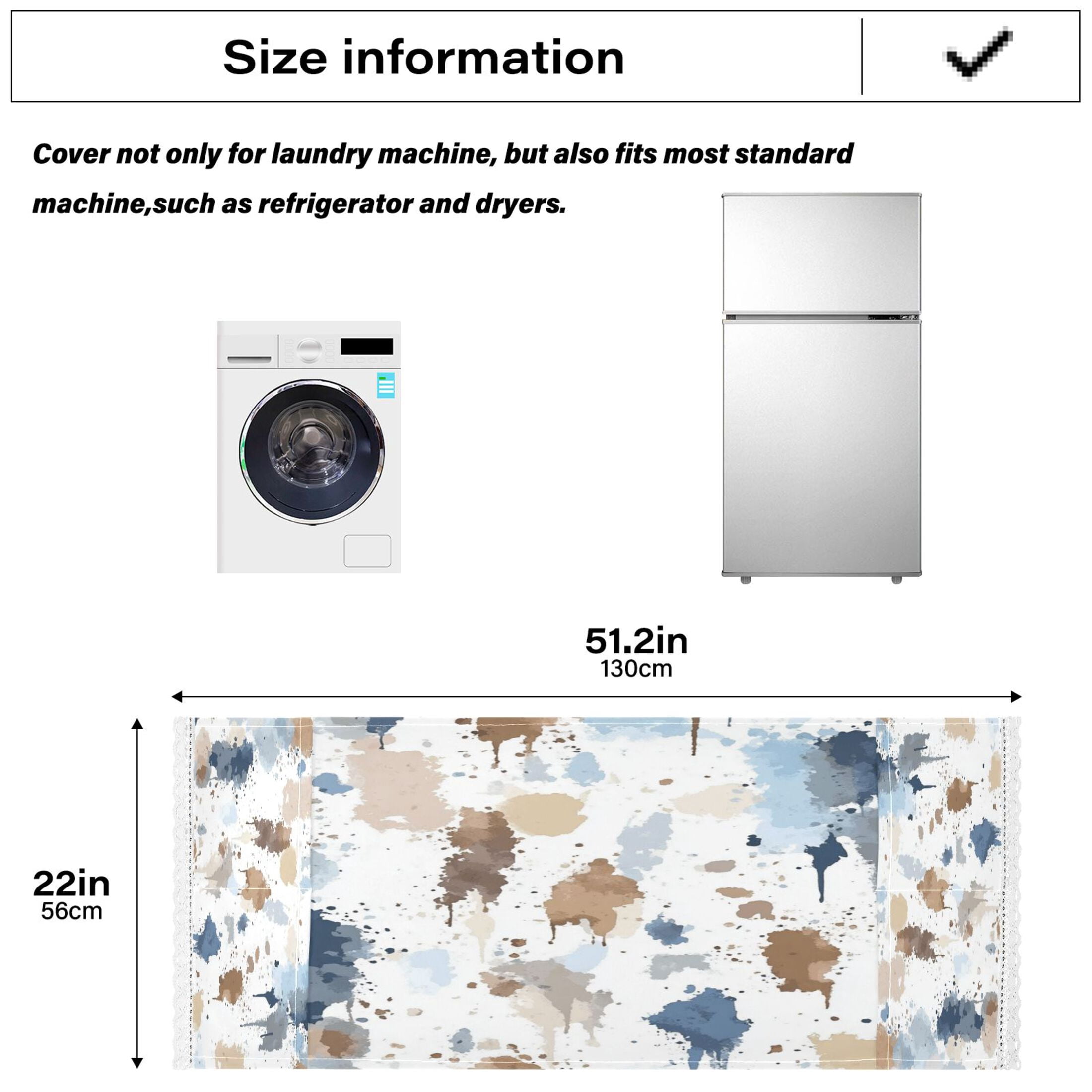 Sprinkle WatercolorWasher and Dryer Covers Dust-Proof and Oil Resistant Fridge Cover with 4 Storage Pockets Washing Machine Top Cover for Laundry Kitchen Home 51.2 x 22 In