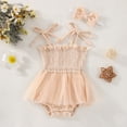 thumbnail image 2 of REDARER Muslin Smocked Tie Strap Sleeveless Summer Tulle Romper & Headband Set ( Baby Girls) 2-Piece,12-18 Months, 2 of 7